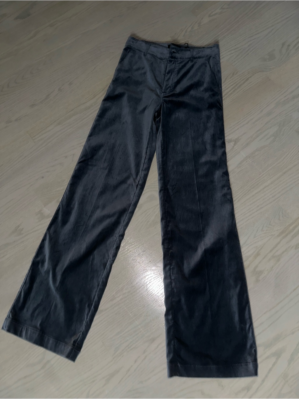 Paige Velvet Trousers In Deep Charcoal